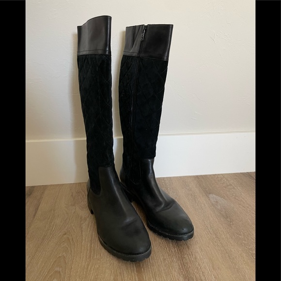 Sperry Topsider Black Leather & Suede Quilted Knee-High Boot (Size 8) - Picture 2 of 6